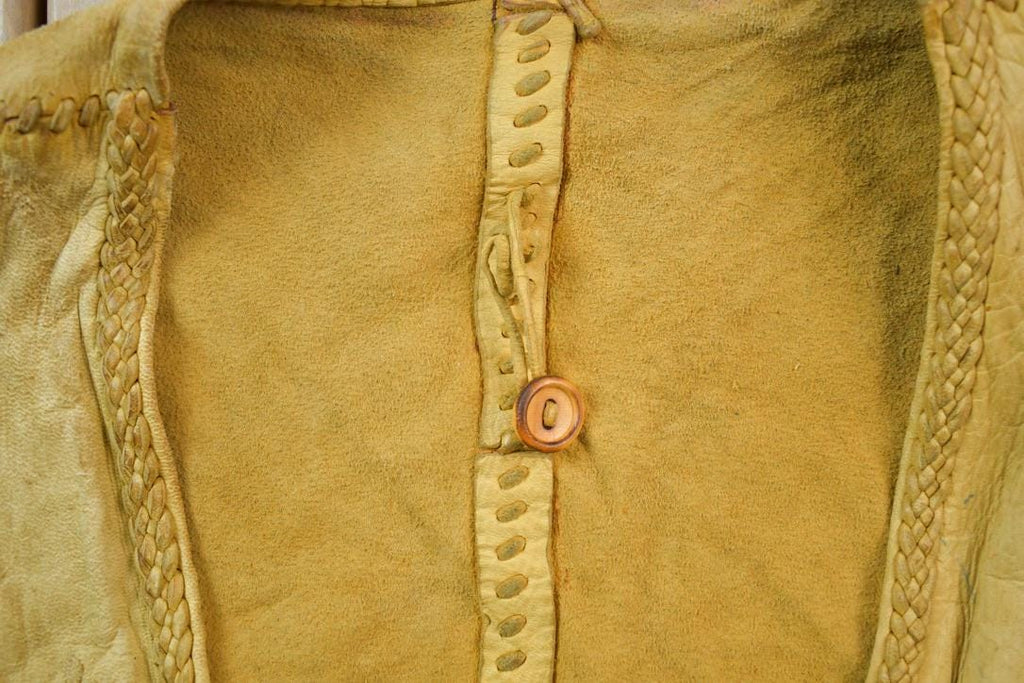 Vintage 1970s Tan Rawhide Leather Vest