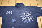 Vintage 1990s Heavy Weight Snowflake Pattern Knitted Sweater