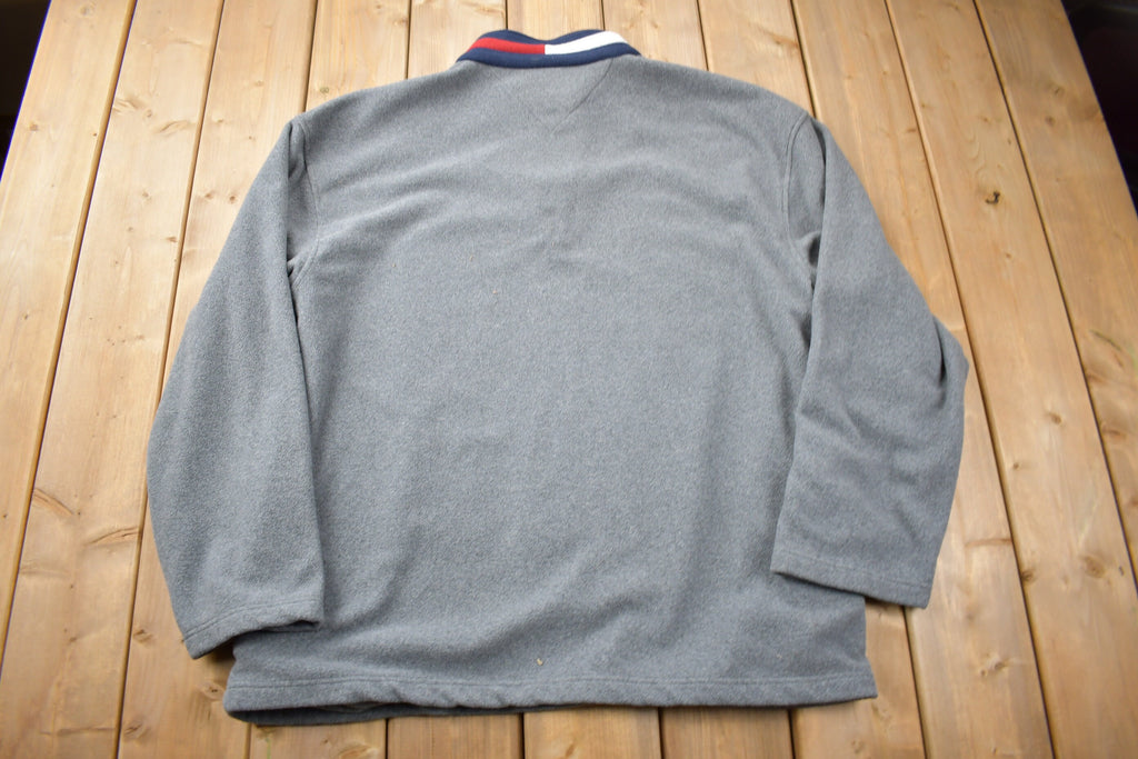 Vintage 1990s Tommy Hilfiger Flag Collar Quarter Zip Fleece Sweater  Vintage Tommy  90s Sweater  Streetwear  Athleisure  Hilfiger