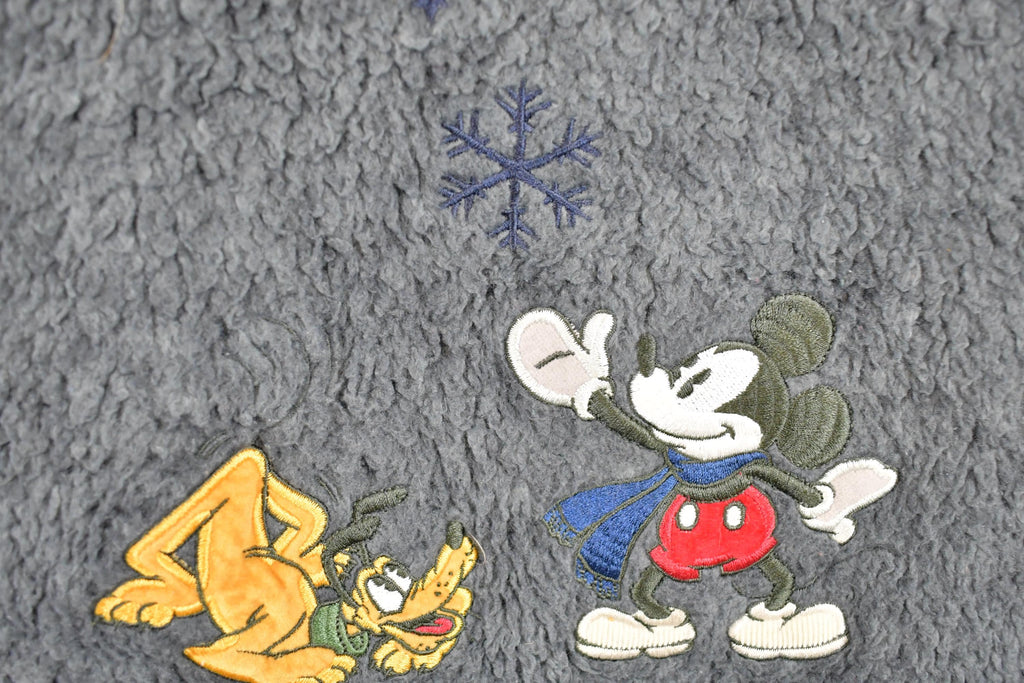 Vintage 1990s Mickey Mouse Disney Adventure Ahead Fleece Outdoorsman Sweater Men's L