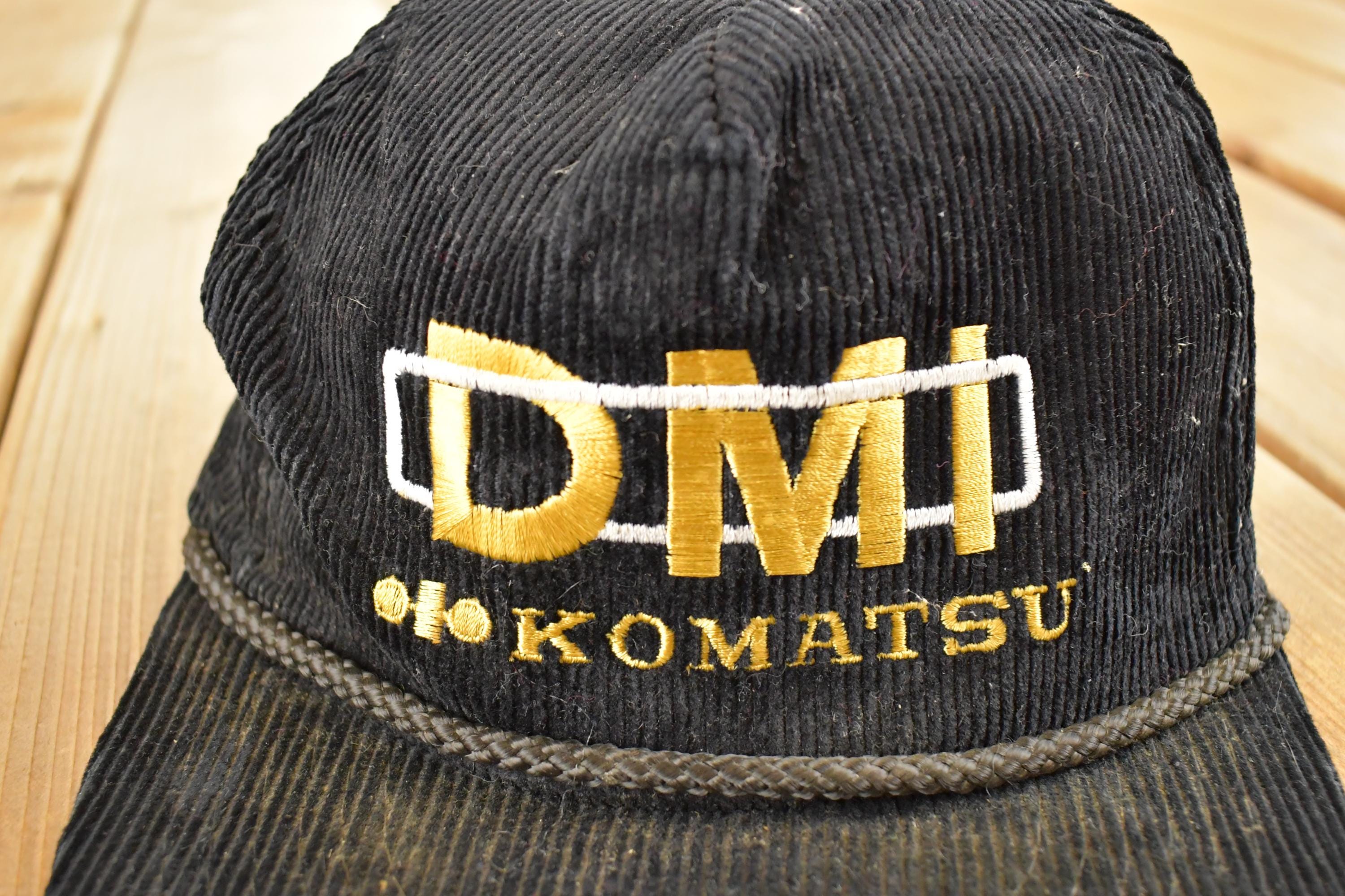 Vintage 1980s DMI Komatsu Corduroy Snapback Hat