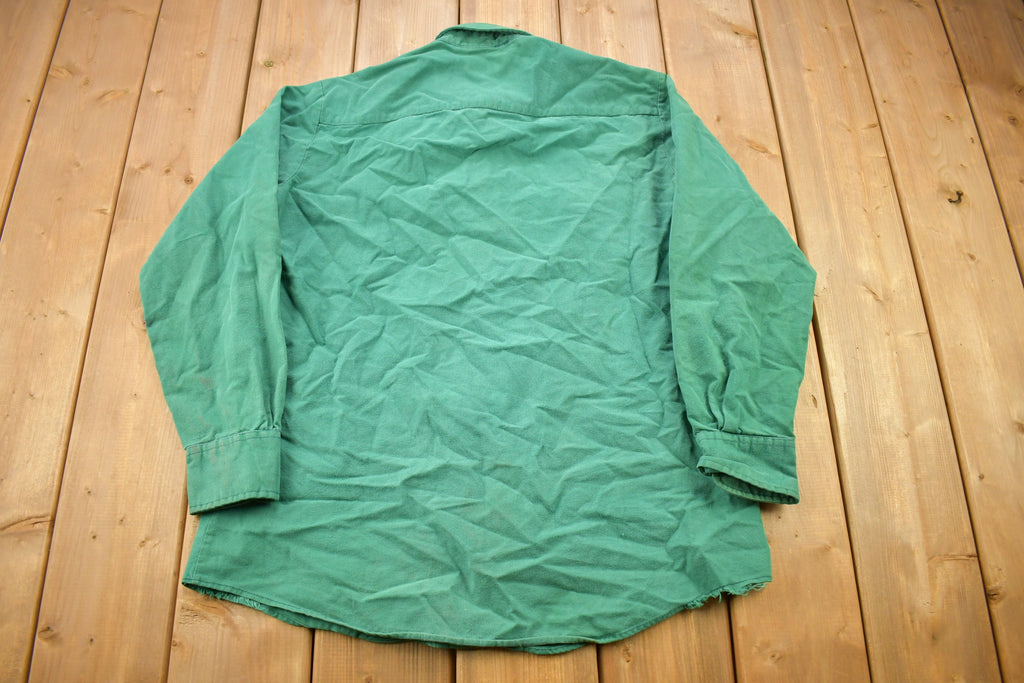 Vintage 1990s Attitude Blank Green Button Up Shirt