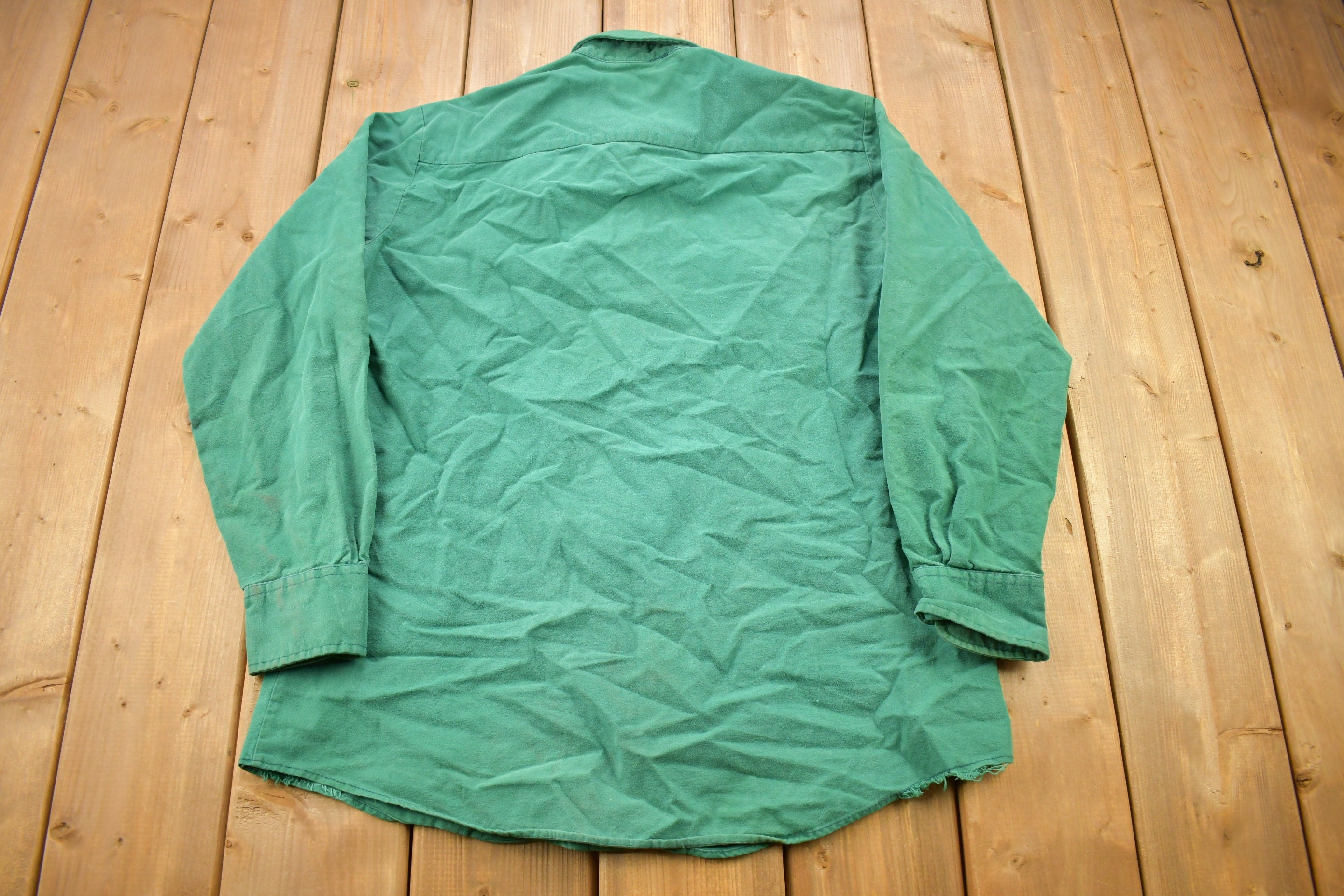 Vintage 1990s Attitude Blank Green Button Up Shirt