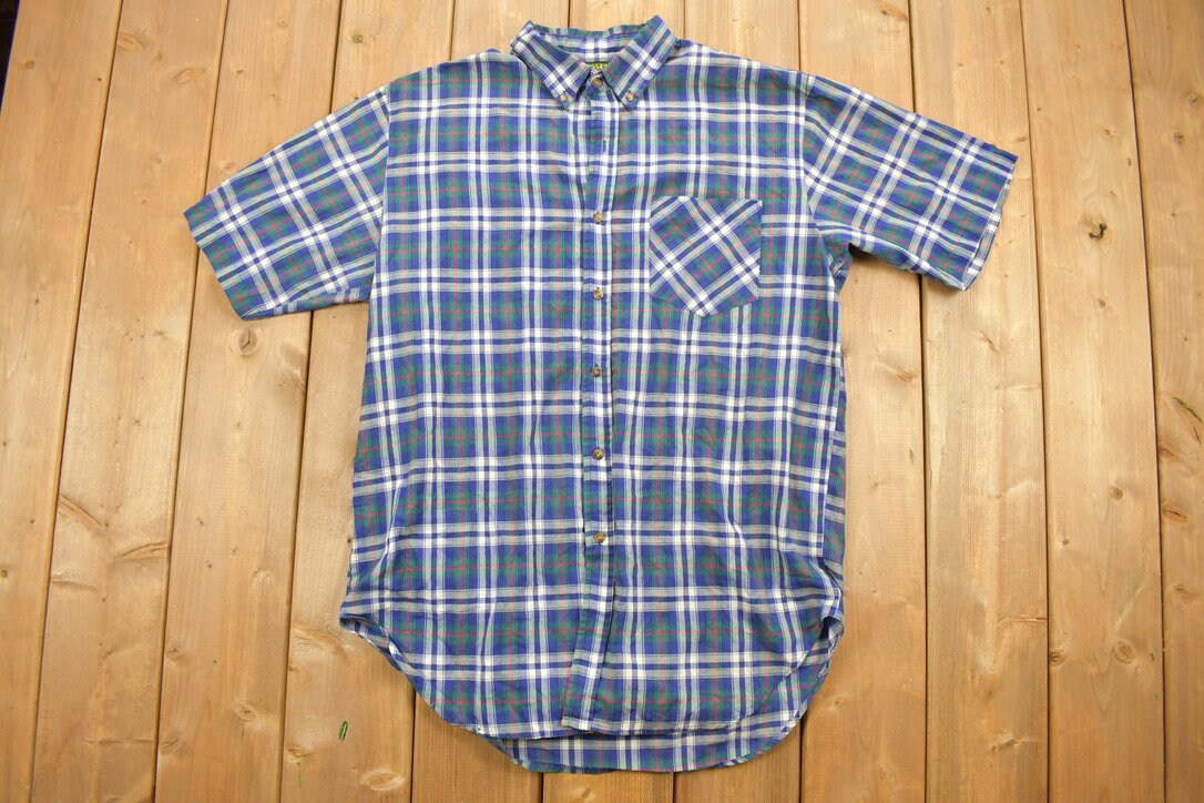 Vintage 1990s Crossbow Plaid Button Up Short Sleeve Shirt