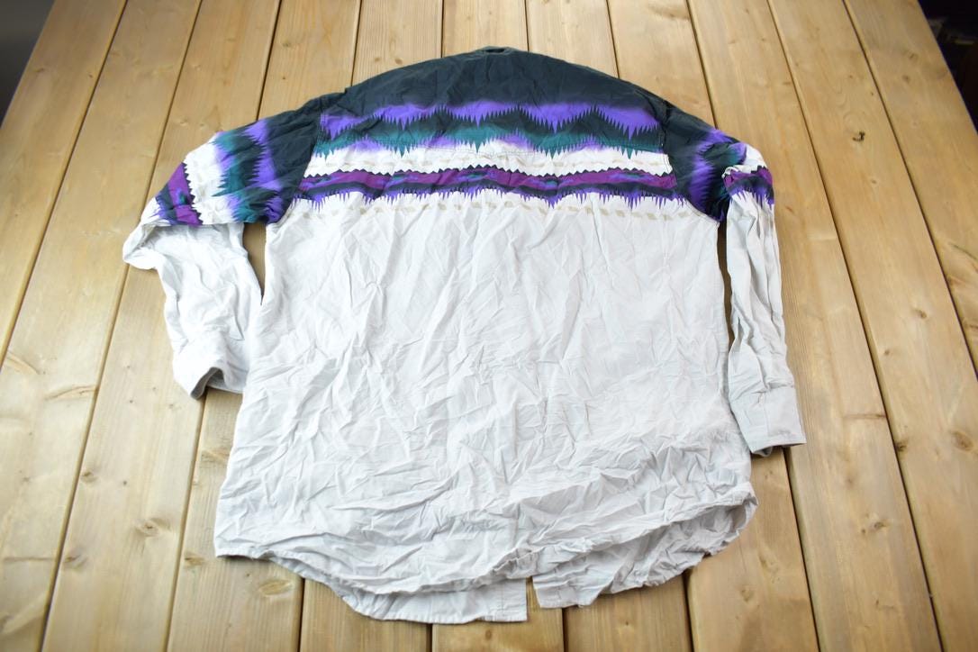 Vintage 1980s Alamosa South Western Style Button Down Shirt