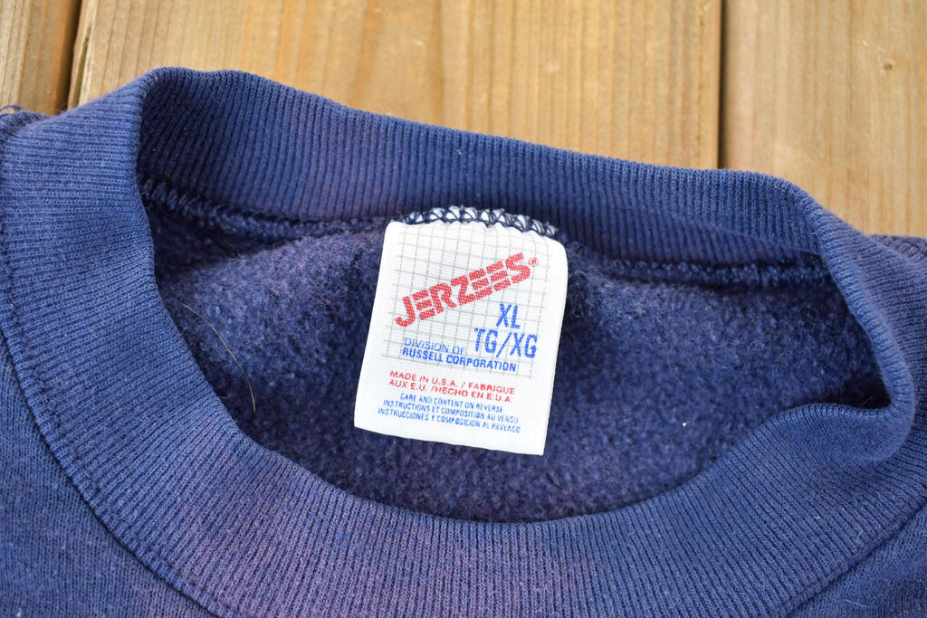 Vintage 1990s Navy Blue Bleached Crewneck Sweatshirt / Made In USA / 90s Crewneck / American Vintage / Distressed Crewneck