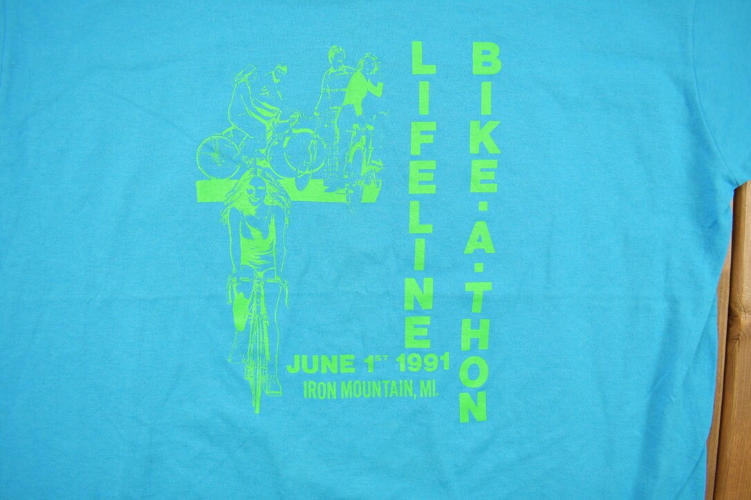 Vintage 1991 Graphic Cycling Bike a Thon T Shirt