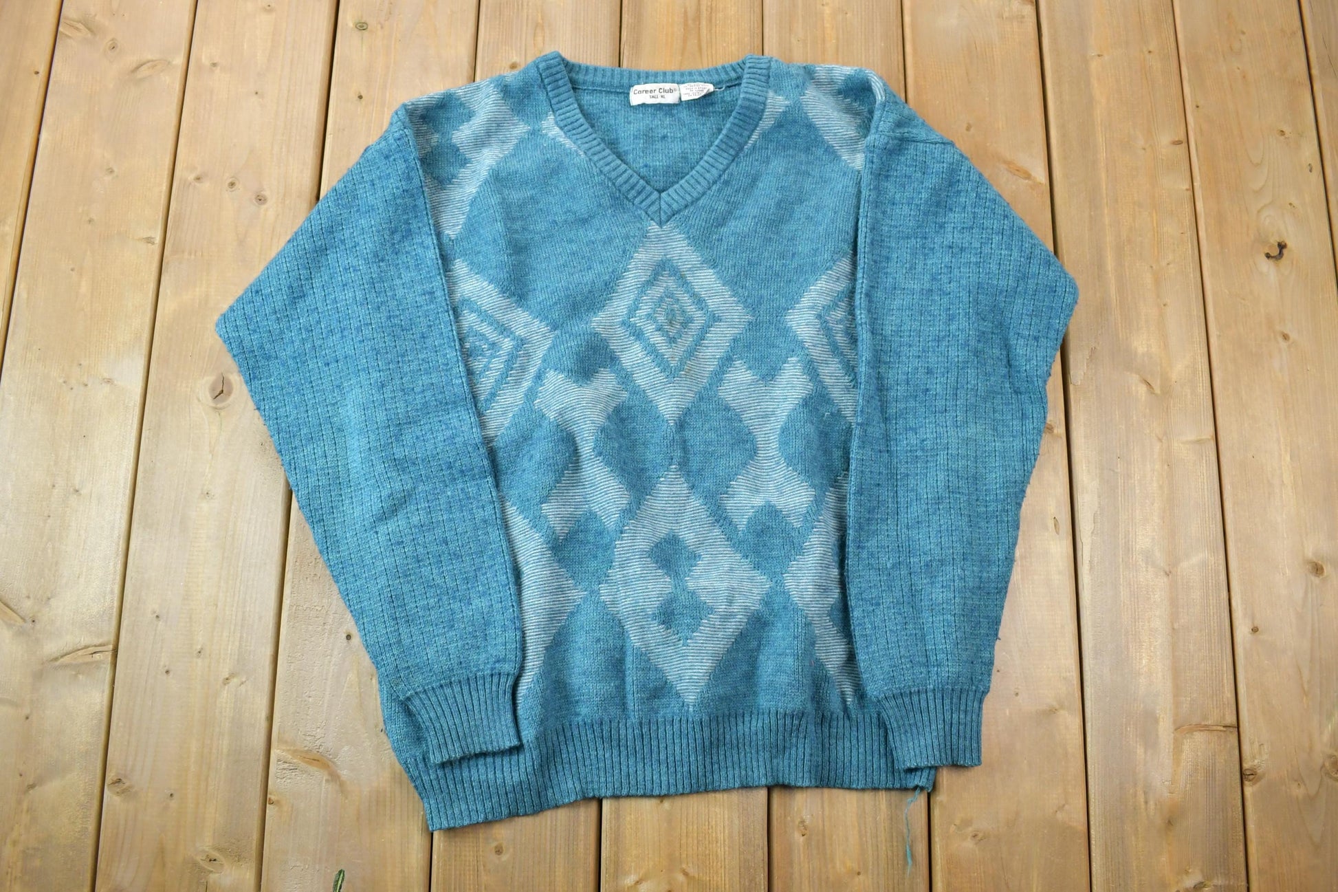 Vintage 1990s Career Club Tall XL Knit Crewneck Sweater