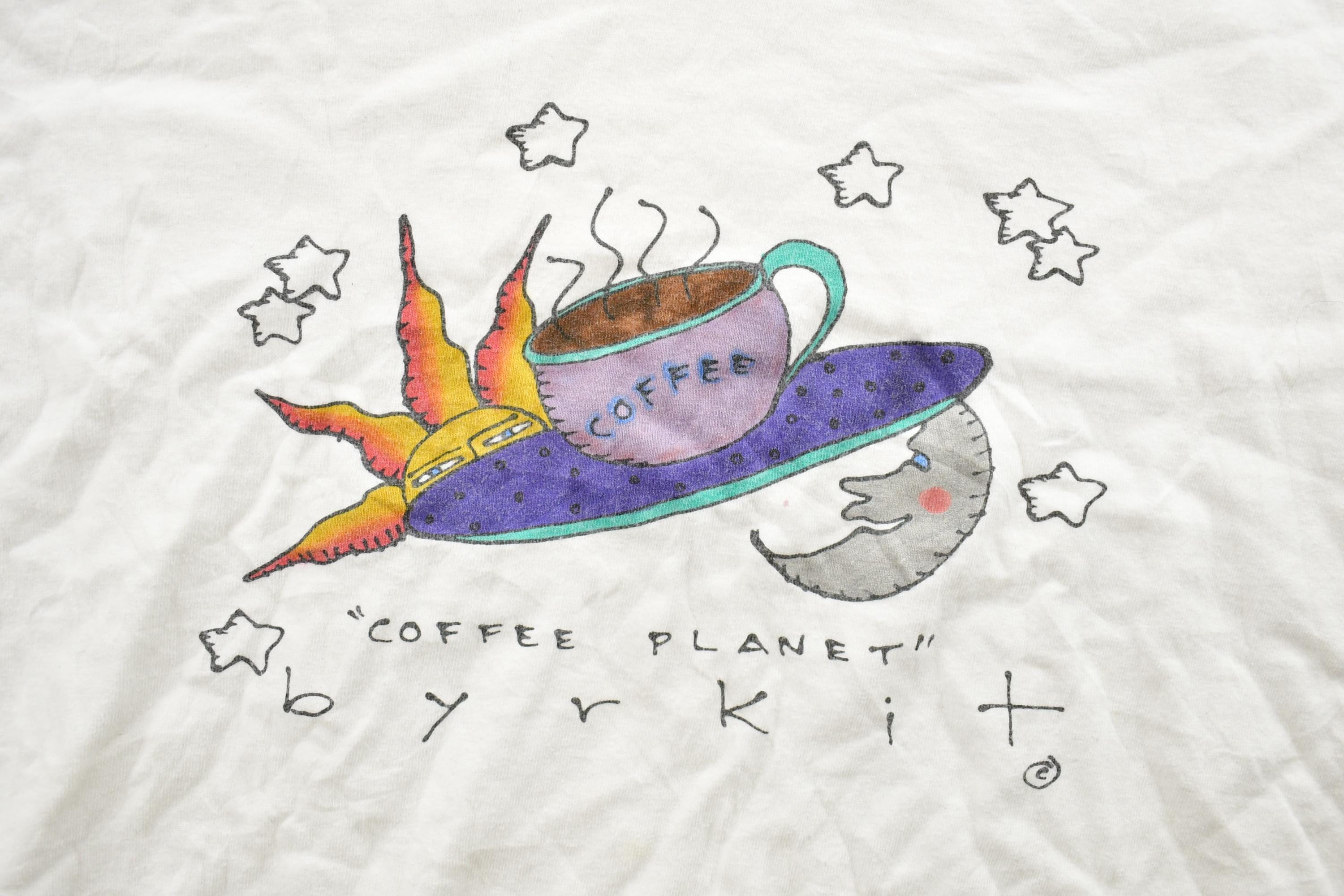 Vintage 1990s Coffee Planet Byrkit Morning Souvenir T-Shirt