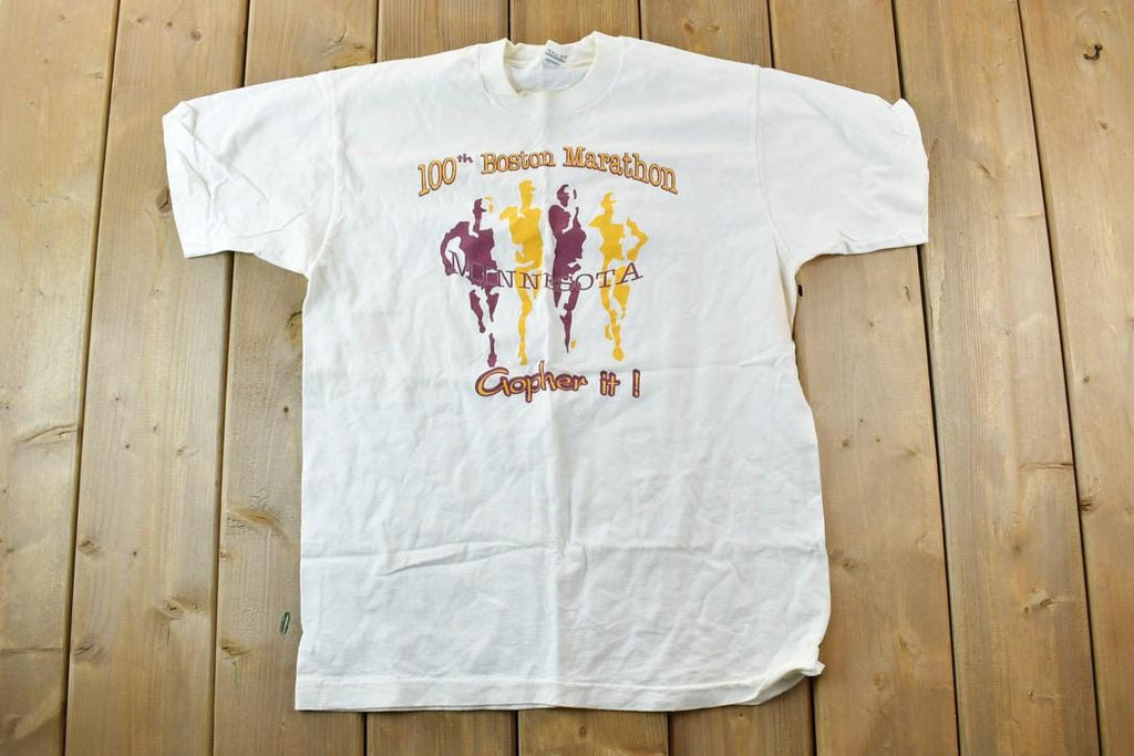 Vintage 1990s 100th Boston Marathon Minnesota Souvenir T-Shirt