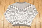Vintage 1990s Essentiels Abstract Knit Crewneck Sweater Mens L  90s Knitted Sweatshirt  Vintage Preppy Knits