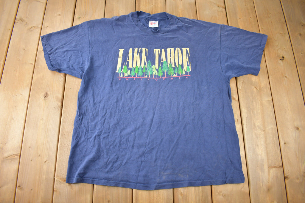 Vintage 1990s Lake Tahoe California Single Stitch Souvenir Travel T Shirt Made In USA