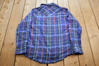 Vintage 1990s Wrangler Snap Button Southern Western Style Button Up Plaid Shirt