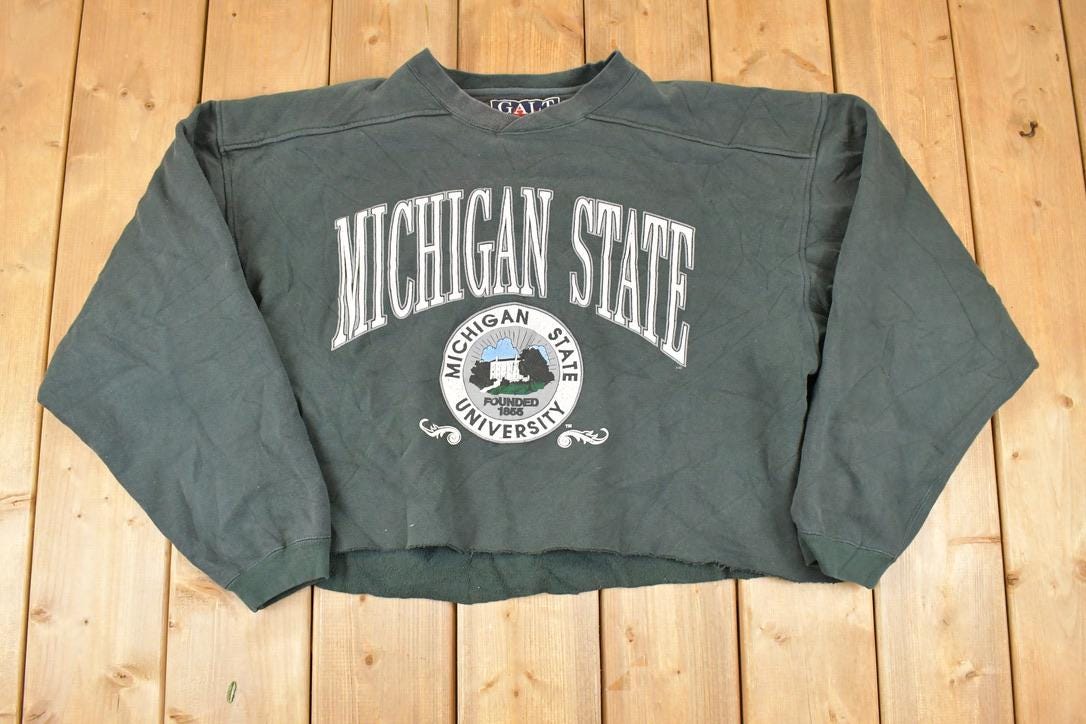Vintage 1990s Galt Sand Michigan State University Crewneck Sweater Womens Cropped XL