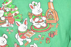 Vintage 1980s MBC Cute Christmas Bunnies Crewneck Baking Sweater  Made In USA 90s Crewneck  Grandma Sweater  Streetwear