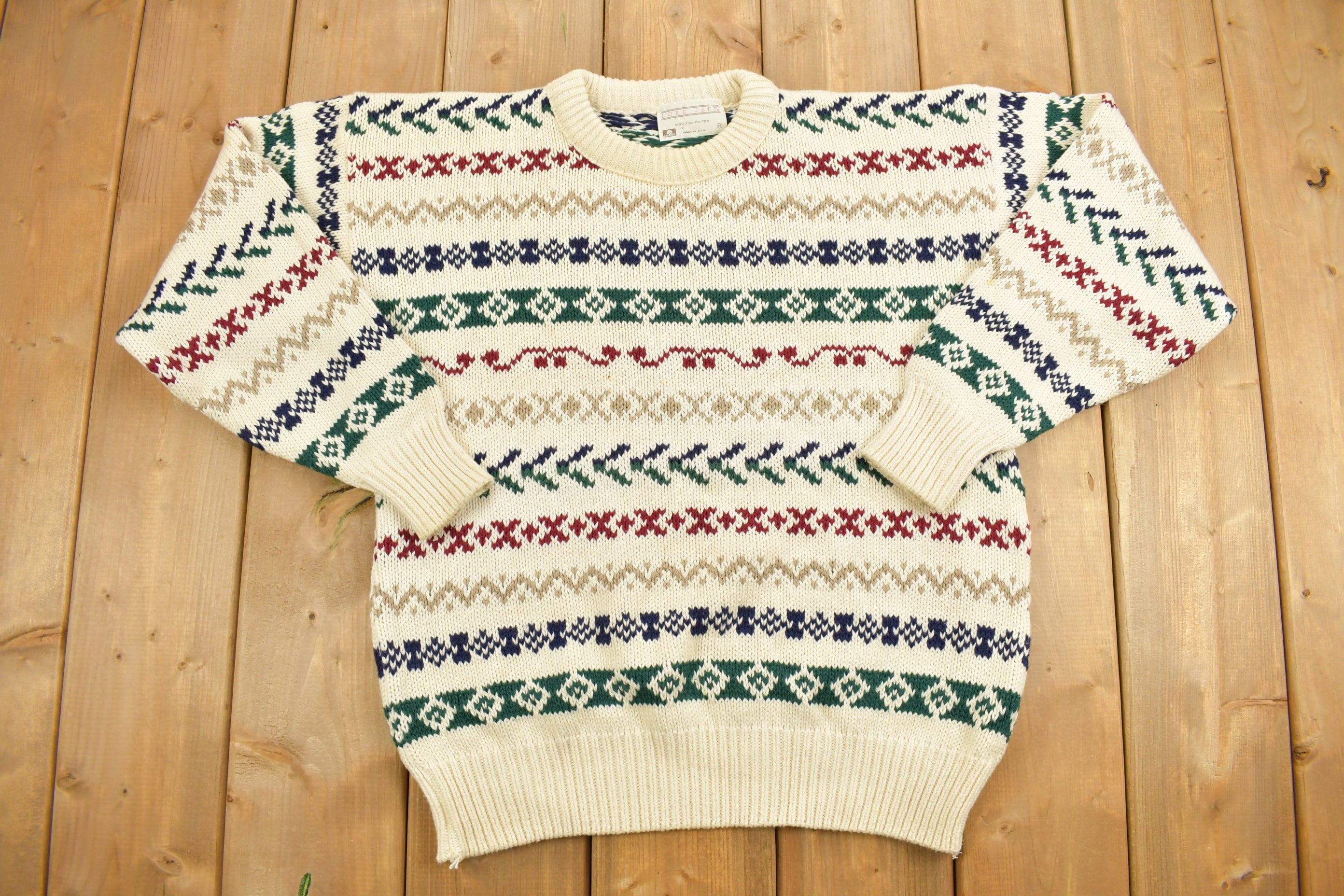 Vintage 1990s Lord Jeff Patterned Crewneck Sweater