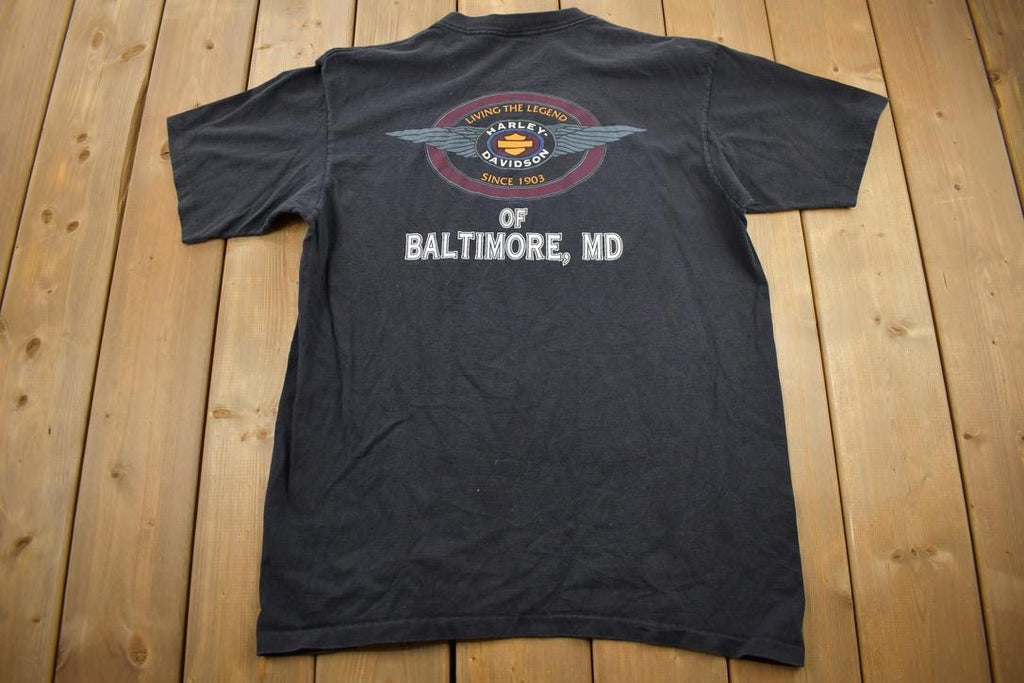 Vintage 1990s Harley Davidson Motorcycles Of Baltimore Graphic T-Shirt