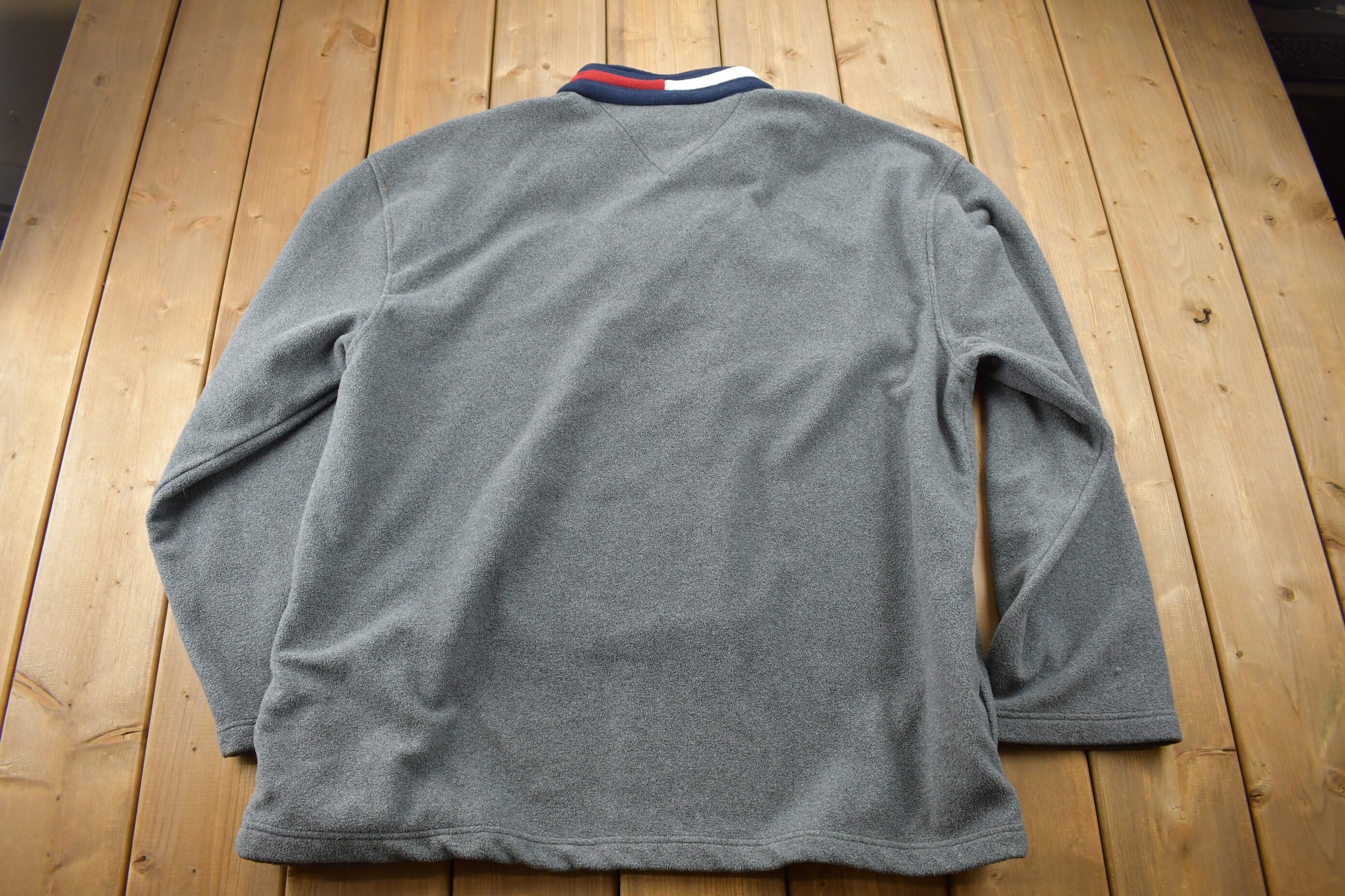 Vintage 1990s Tommy Hilfiger Flag Collar Quarter Zip Fleece Sweater  Vintage Tommy  90s Sweater  Streetwear  Athleisure  Hilfiger