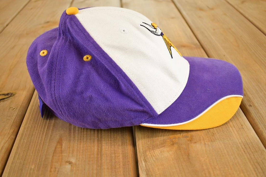 Vintage 1990s Minnesota Vikings Strap Back NFL Hat / 90's Embroidered Football Cap