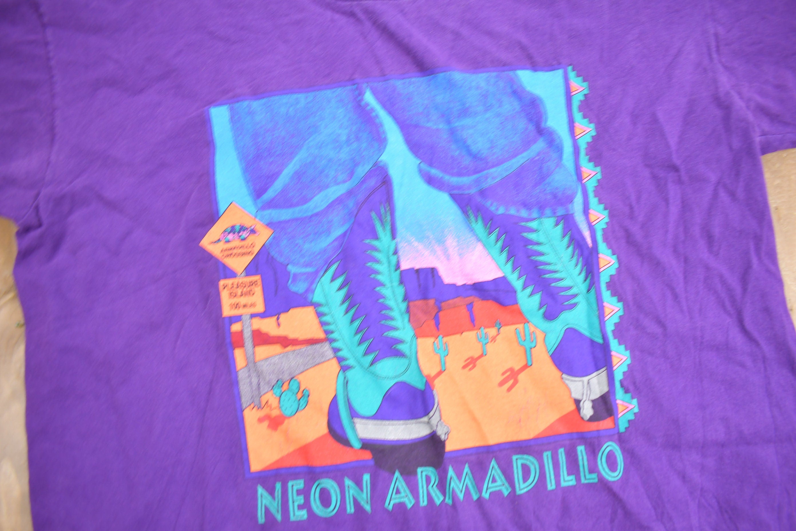 Vintage 1990s Neon Armadillo Disney Designs T-Shirt