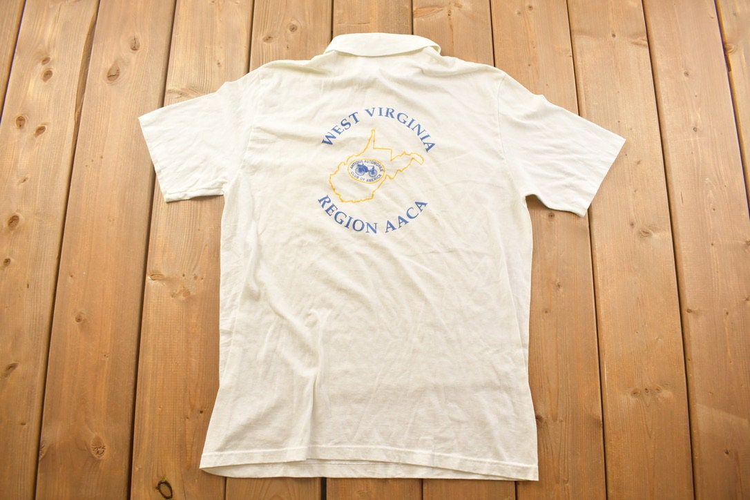 Vintage 1990s West Virginia Travel Themed Collard Shirt