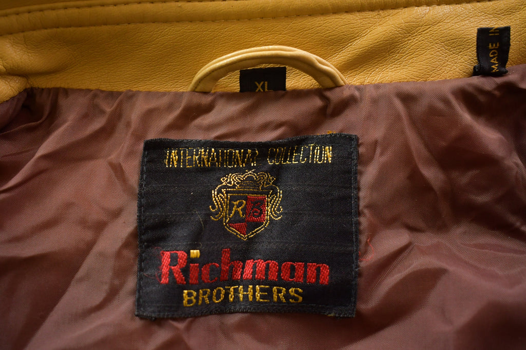 Vintage 1990s Richmond Brothers Yellow Leather Jacket