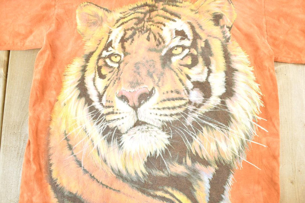 Vintage 1990s The Mountain Tiger Proud Face Souvenir Single Stitch Graphic Print T-Shirt Made In USA