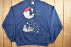 Vintage 1990s Blue Cute Christmas Crewneck Sweater