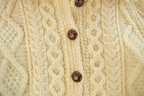 Vintage 1970s Hand Knit Wool 3D Cable Knit Cardigan Sweater Women's Medium