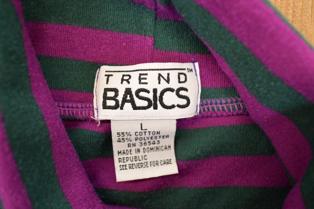 Vintage 1990s Trend Basics Striped Turtleneck Sweatshirt Mens L