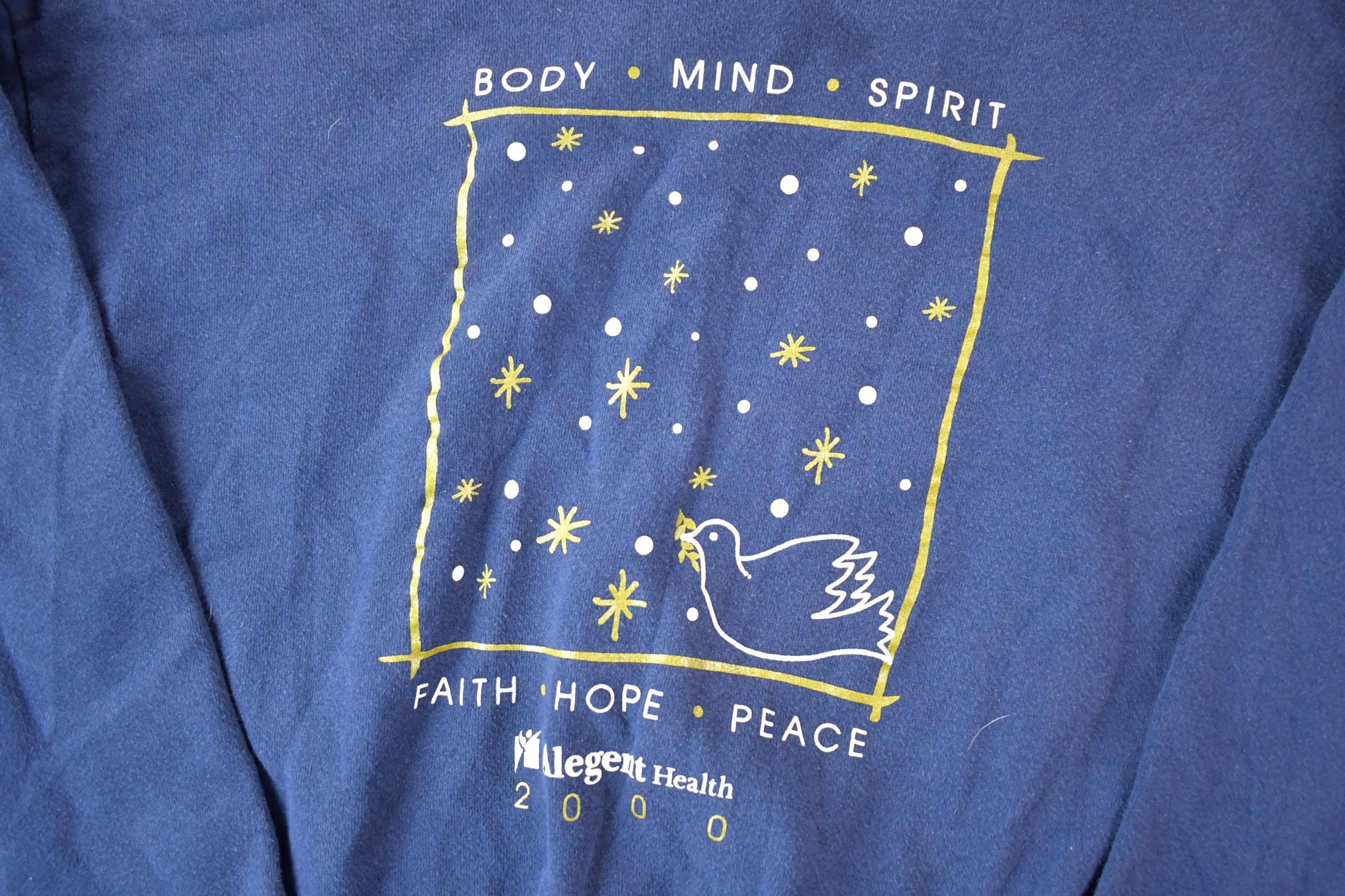 Vintage 1990s Body Mind Spirit Dove And Stars Crewneck Sweatshirt