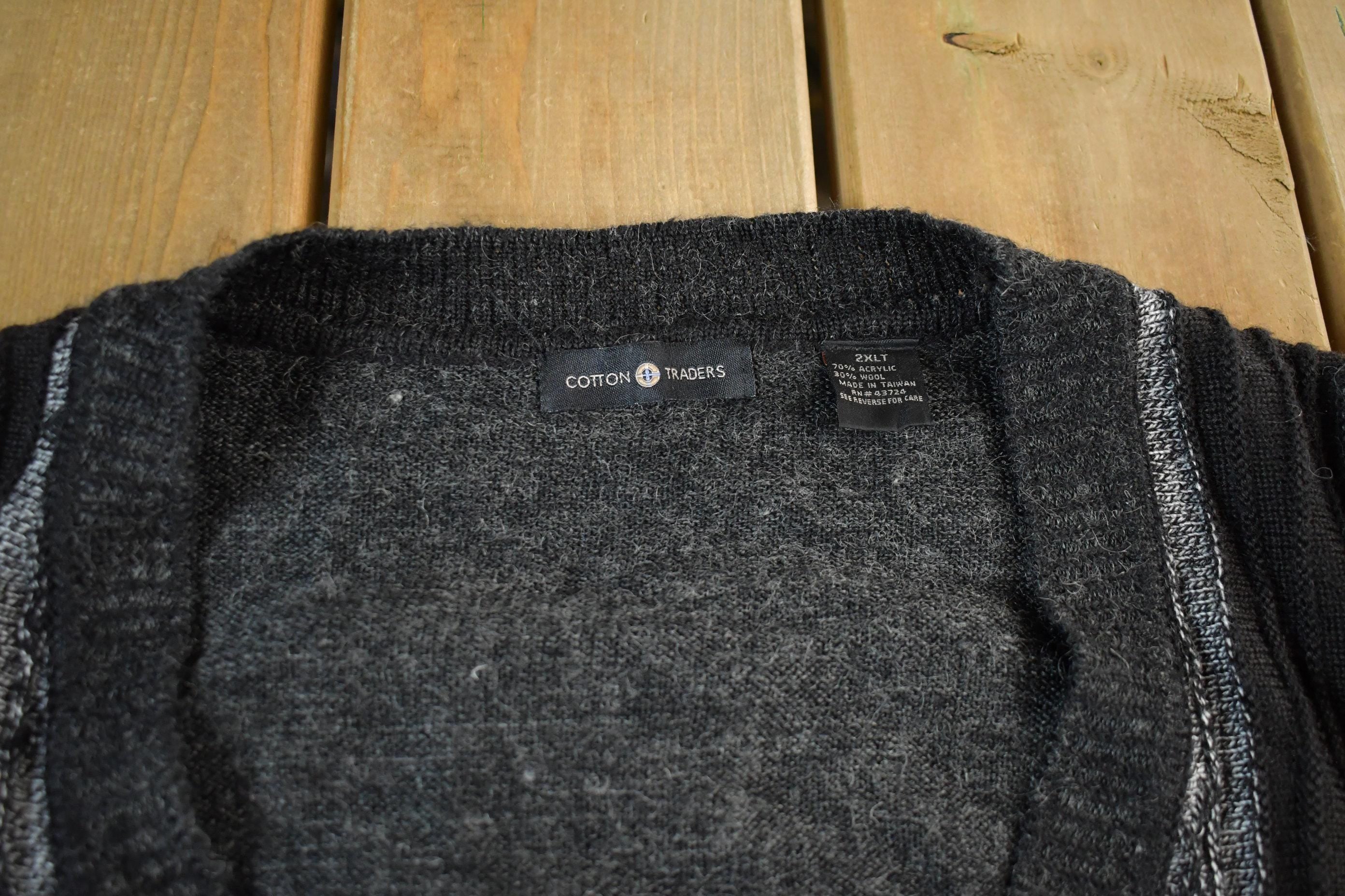 Vintage 2000s Cotton Traders Knit Cardigan Sweater Men's 2XLT