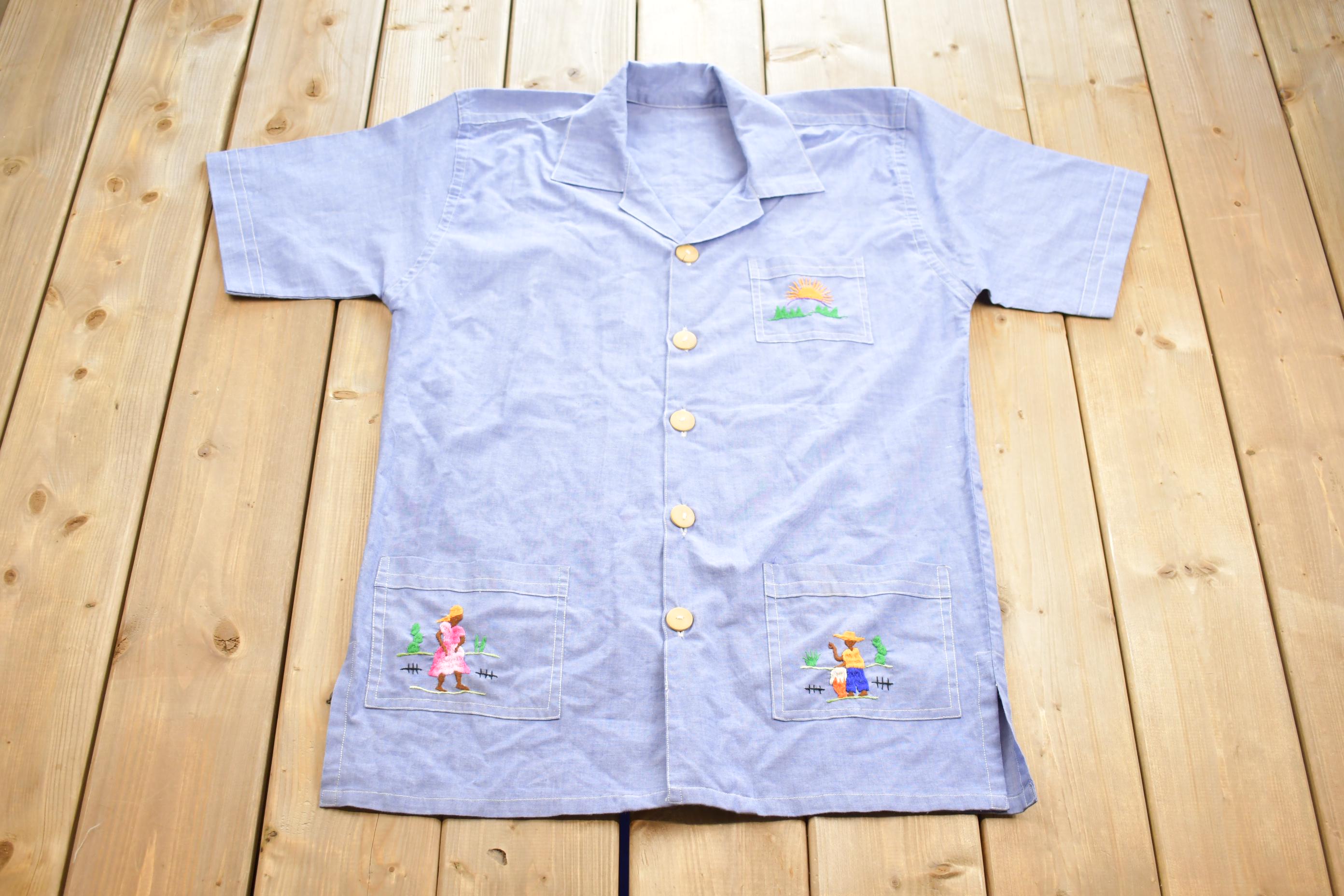Vintage 1990s Farmers Scenic Short Sleeved Casual Button Up Shirt