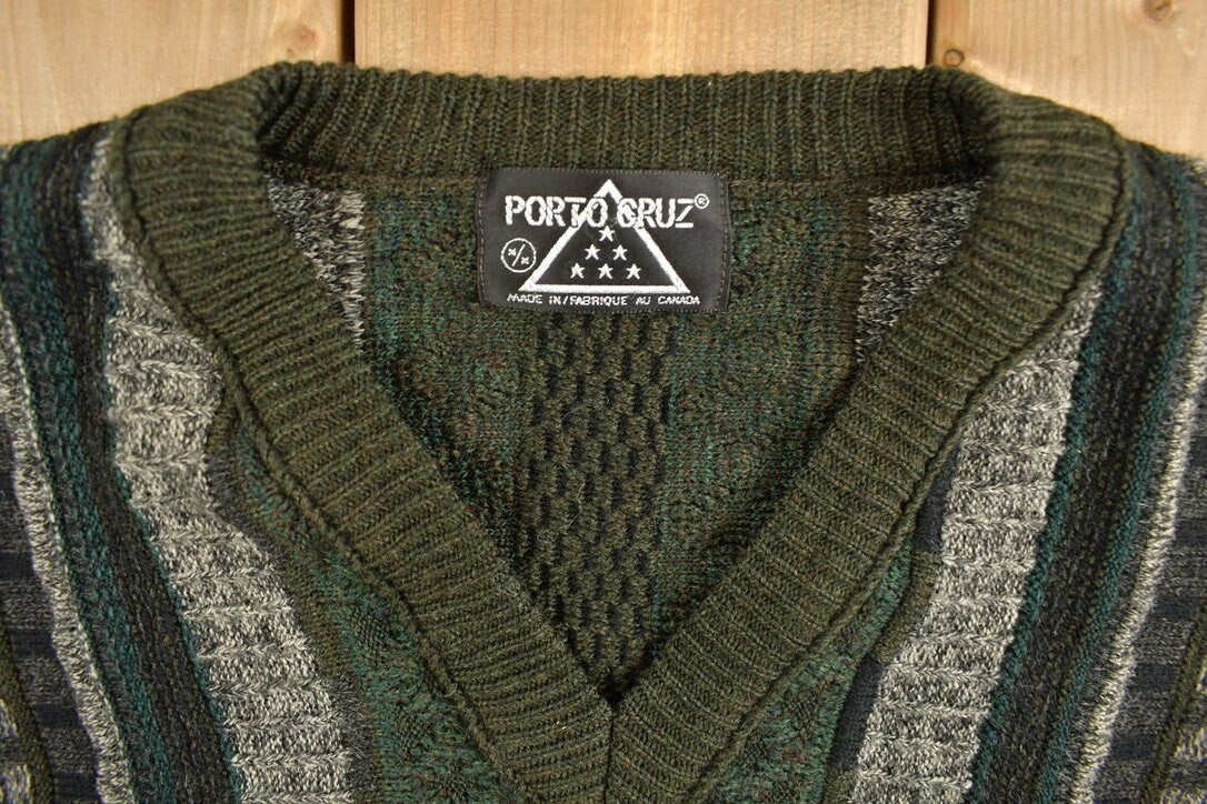 Vintage 1980s Porto Cruz Knitted V Neck Sweater