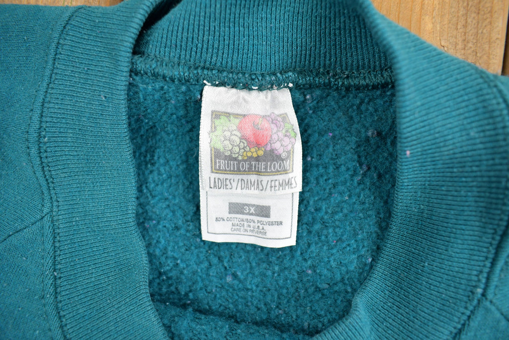 Vintage 1980s Green Fruit Of The Loom Blank Crewneck Sweatshirt