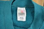 Vintage 1980s Green Fruit Of The Loom Blank Crewneck Sweatshirt