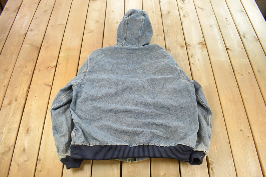 Vintage 1990s Carhartt Denim Sherpa Lined Hooded Jacket Men's XL