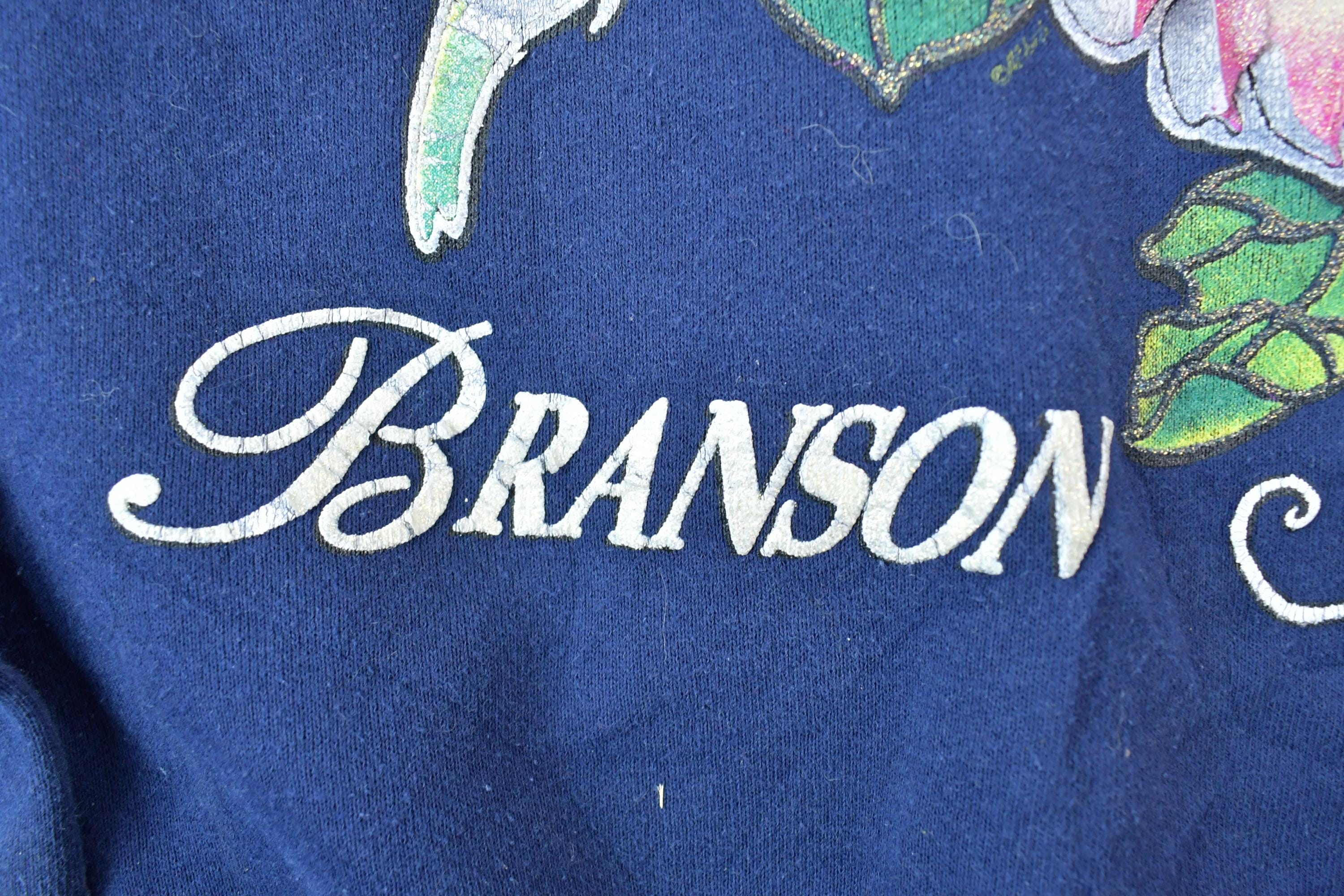Vintage 1990s Branson Miller Hummingbird Gold Floral Design Crewneck