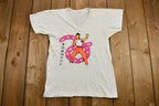 Vintage 1974 Naturally Distressed Bruce Lee Iron-On Graphic V-Neck T-Shirt