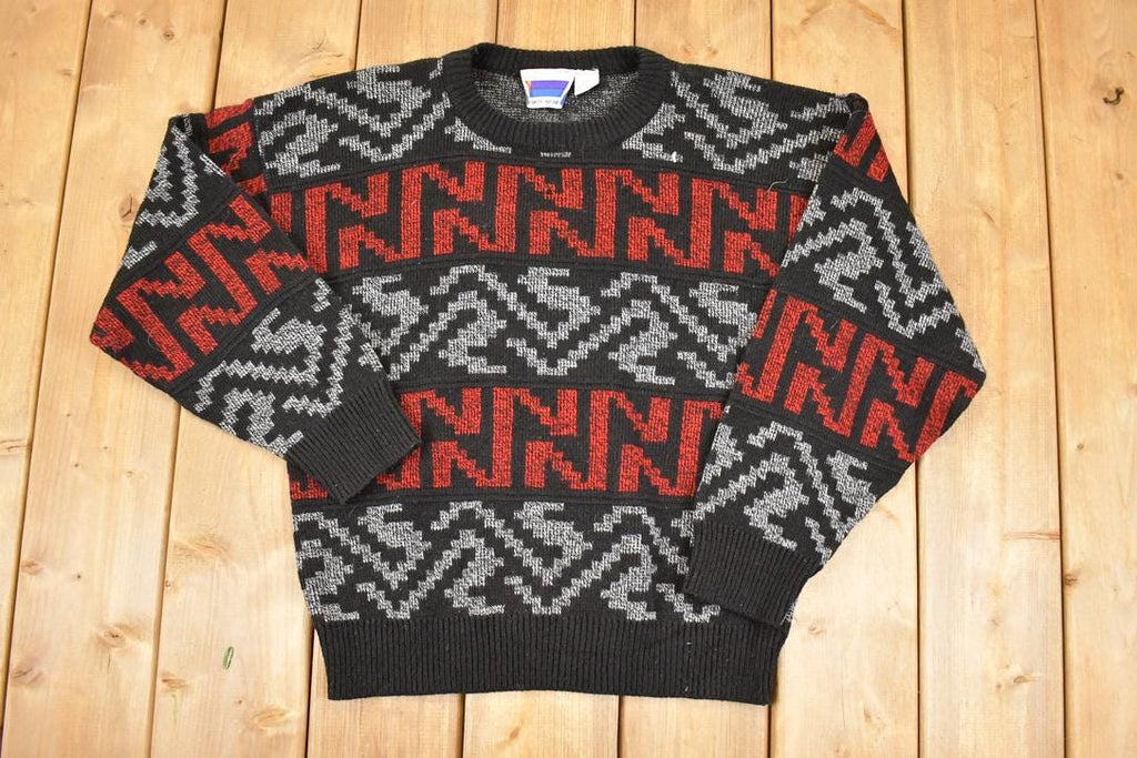 Vintage 1990s Sweater Graphix Abstract Knit Crewneck Sweater Men's L