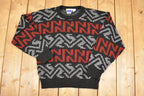 Vintage 1990s Sweater Graphix Abstract Knit Crewneck Sweater Men's L