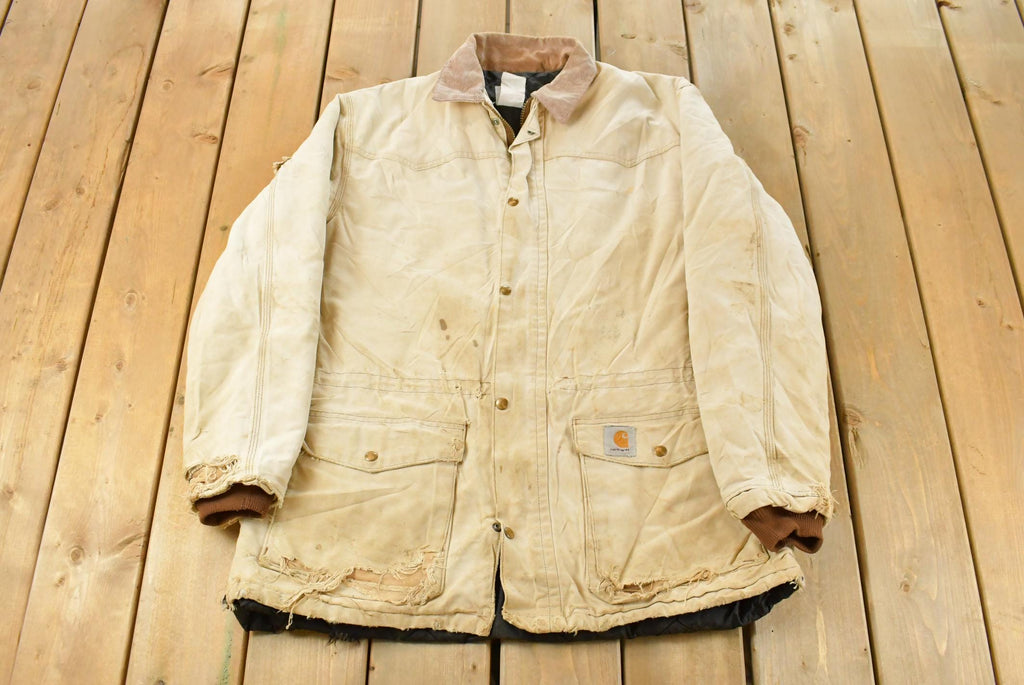 Vintage 1990s Carhartt Sun Faded Canvas Jacket Men's XL