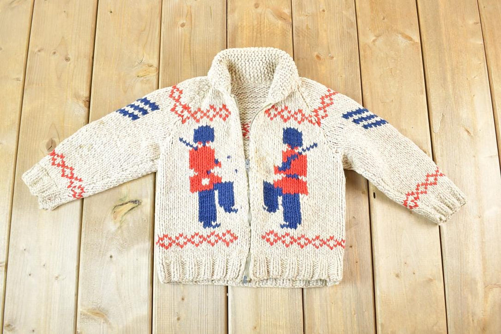 Vintage 1960s Marching Band Wool Knit Full Zip Sweater Youth S