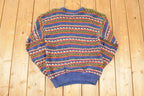 Vintage 1990s Izod Abstract Striped Knit Crewneck Sweater Men's M