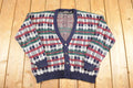 Vintage 1990s Botany 500 Knit Plaid Cardigan Sweater Mens XL /