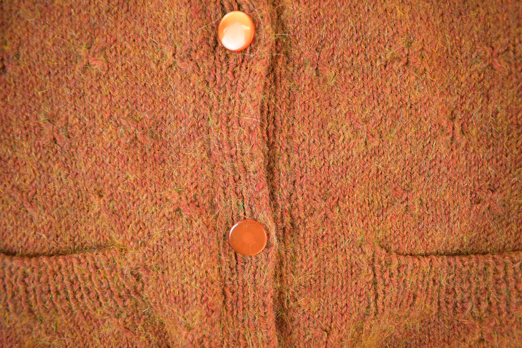 Vintage 1960s 1970s Wool Knit Cardigan Sweater Women's Medium