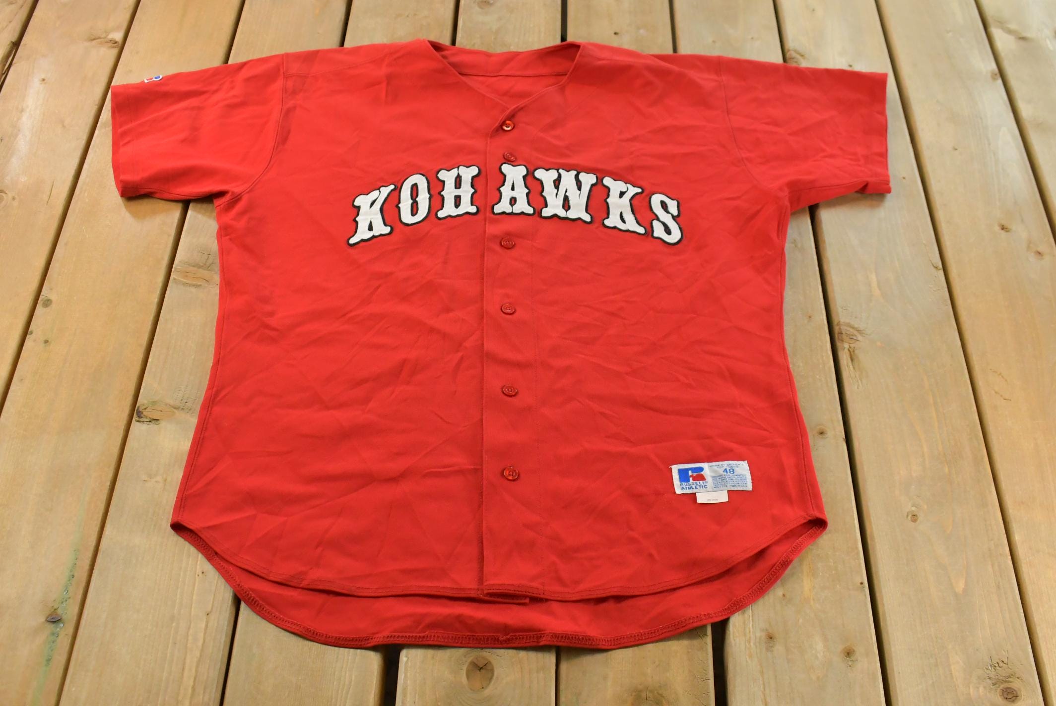 Vintage 1990s Kohawks Collegiate Russell Athletic Baseball Jersey Men's XL / Made In USA / Jersey / Baseball / 90s Sportswear