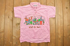Vintage 1987 Pink "Cest La Vie!" Woman's Graphic Collared Shirt