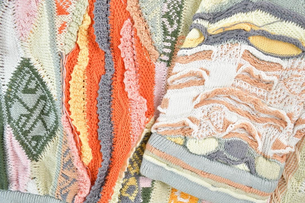 Vintage 1990s Coogi Made In Australia 3D knit 100% Cotton Abstract Pattern Crewneck Sweater