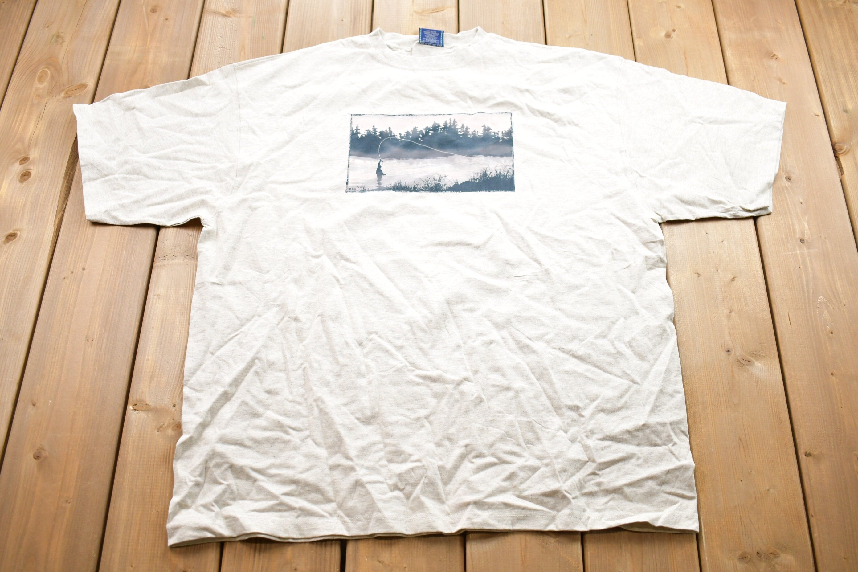 Vintage 1990s Harborside Fishing Graphic T-Shirt